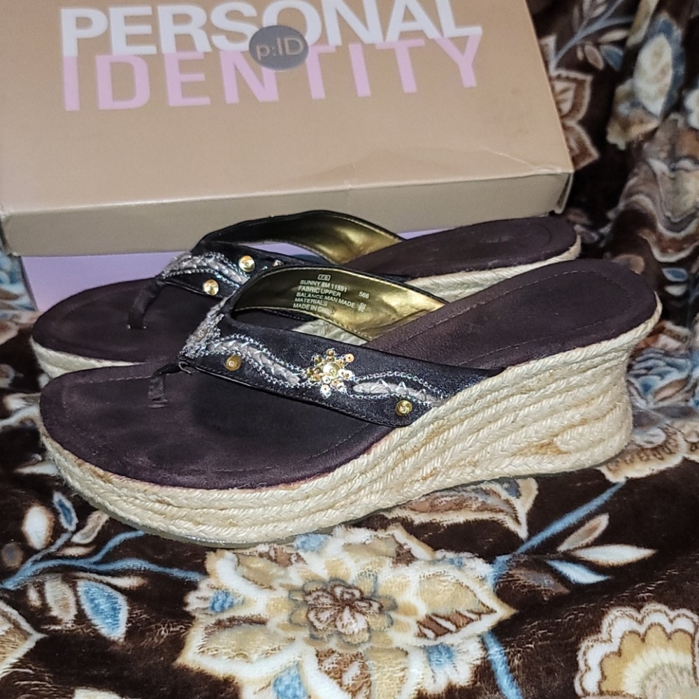 Personal Identity Brown Embroidered Sandals - Picture 2 of 8